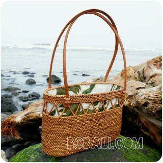 unique women handbags straw rattan handwoven fabrik 